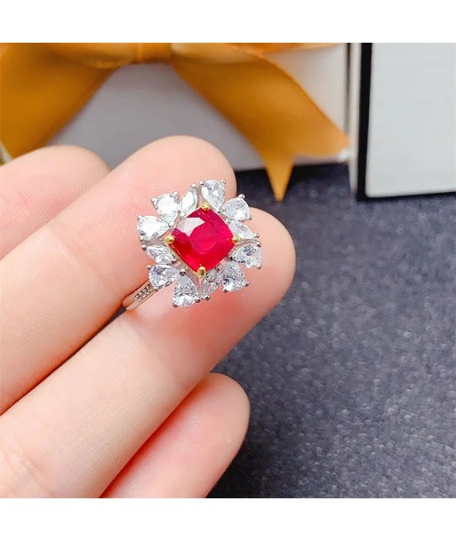 925 Sterling Silver Natural Ruby Wedding Ring for Women Voir les baskets