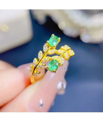 18K Yellow Gold Sterling Silver 1.00ctw Emerald Ring for Women la chaussure