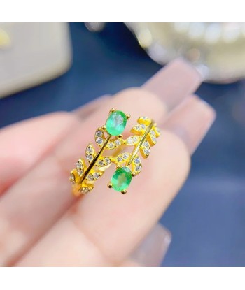 18K Yellow Gold Sterling Silver 1.00ctw Emerald Ring for Women la chaussure