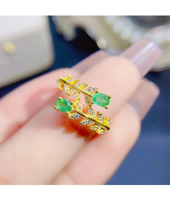 18K Yellow Gold Sterling Silver 1.00ctw Emerald Ring for Women la chaussure