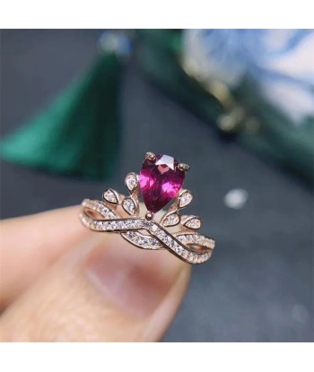 925 Sterling Silver Peridot, Rhodolite Garnet, Morganite Water Drop Engagement Ring for Women pour bénéficier 