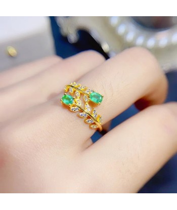 18K Yellow Gold Sterling Silver 1.00ctw Emerald Ring for Women la chaussure