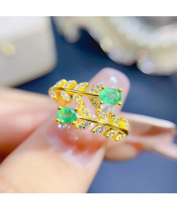 18K Yellow Gold Sterling Silver 1.00ctw Emerald Ring for Women la chaussure