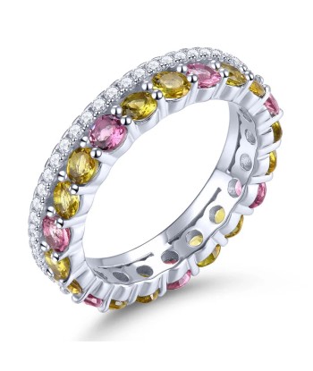 Sterling Silver 925 Natural Multicolor Tourmaline Eternity Ring for Women Les magasins à Paris