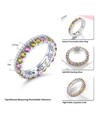 Sterling Silver 925 Natural Multicolor Tourmaline Eternity Ring for Women Les magasins à Paris