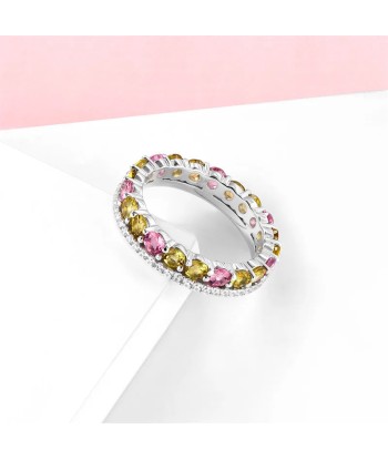 Sterling Silver 925 Natural Multicolor Tourmaline Eternity Ring for Women Les magasins à Paris