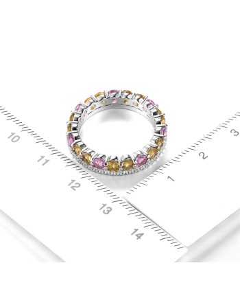 Sterling Silver 925 Natural Multicolor Tourmaline Eternity Ring for Women Les magasins à Paris