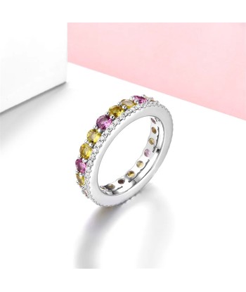 Sterling Silver 925 Natural Multicolor Tourmaline Eternity Ring for Women Les magasins à Paris