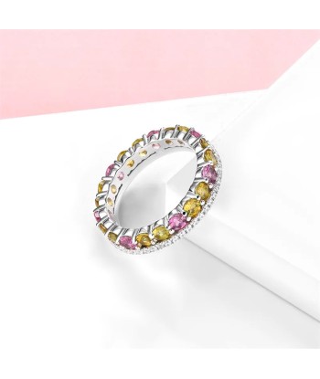 Sterling Silver 925 Natural Multicolor Tourmaline Eternity Ring for Women Les magasins à Paris