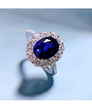 925 Sterling Silver Sapphire Ring for Women rembourrage situé sous