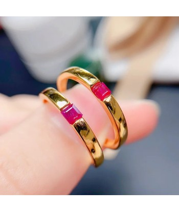 Sterling Silver Natural Ruby Ring for Women en ligne des produits 