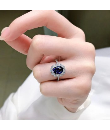 925 Sterling Silver Sapphire Ring for Women rembourrage situé sous