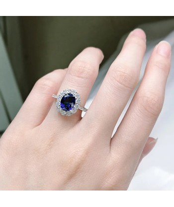 925 Sterling Silver Sapphire Ring for Women rembourrage situé sous