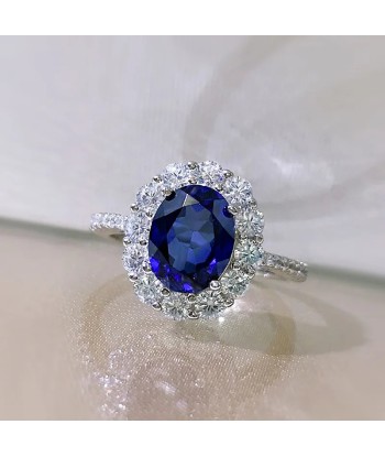 925 Sterling Silver Sapphire Ring for Women rembourrage situé sous