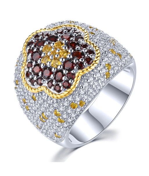 Sterling Silver Garnet Citrine Ring 3.90 ctw for Women en stock