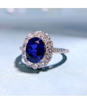 925 Sterling Silver Sapphire Ring for Women rembourrage situé sous