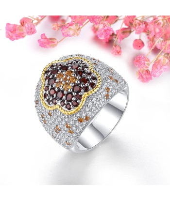 Sterling Silver Garnet Citrine Ring 3.90 ctw for Women en stock