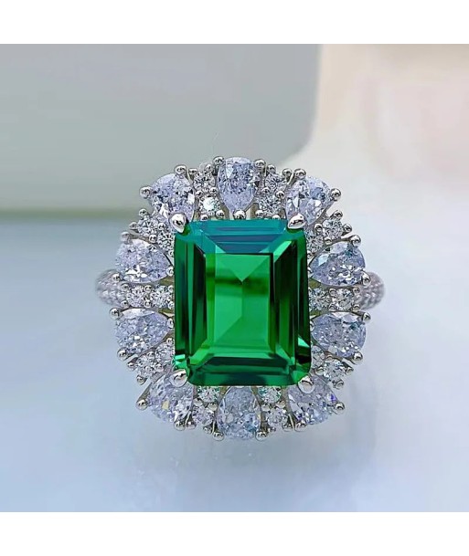 Sterling Silver Emerald Cut Wedding Ring for Women 11x9mm pas cher 