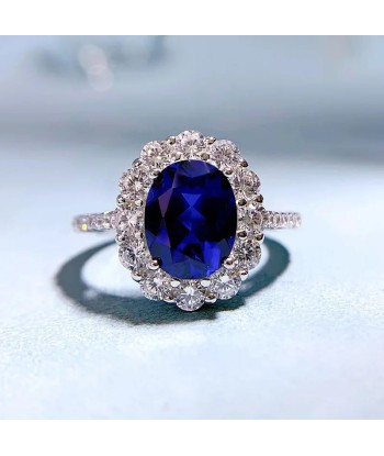 925 Sterling Silver Sapphire Ring for Women rembourrage situé sous