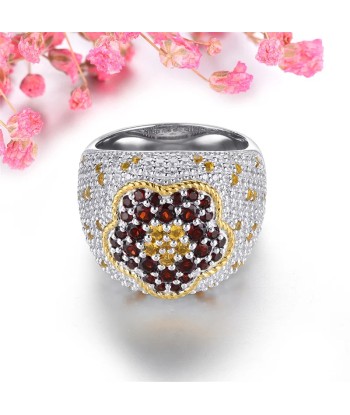 Sterling Silver Garnet Citrine Ring 3.90 ctw for Women en stock