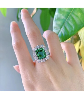 Sterling Silver Emerald Cut Wedding Ring for Women 11x9mm pas cher 