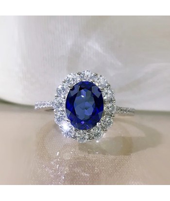 925 Sterling Silver Sapphire Ring for Women rembourrage situé sous