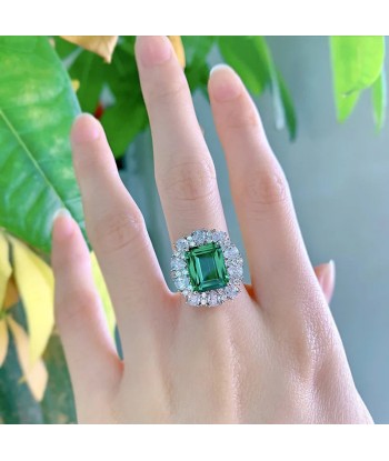 Sterling Silver Emerald Cut Wedding Ring for Women 11x9mm pas cher 