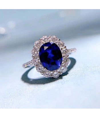 925 Sterling Silver Sapphire Ring for Women rembourrage situé sous