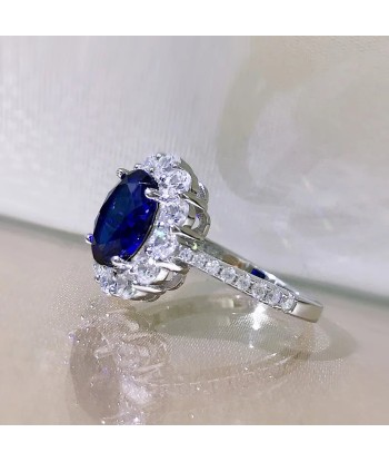 925 Sterling Silver Sapphire Ring for Women rembourrage situé sous