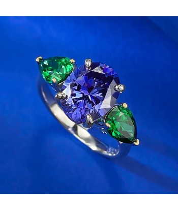 Sterling Silver Tanzanite Blue Ring for Women pas cher