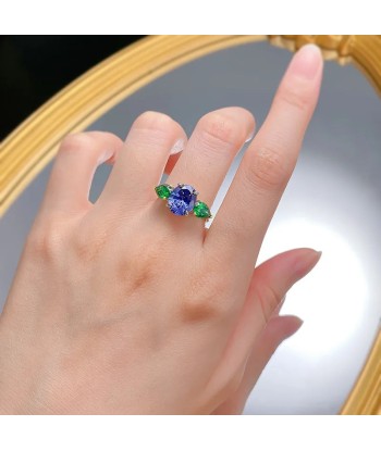 Sterling Silver Tanzanite Blue Ring for Women pas cher