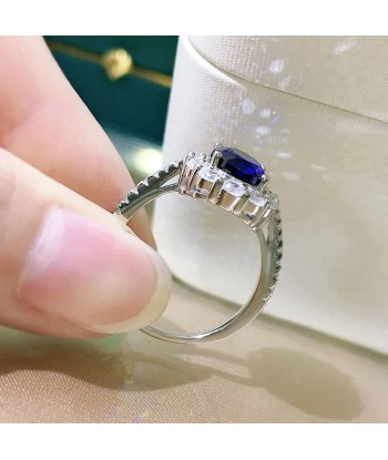 925 Sterling Silver Sapphire Ring for Women rembourrage situé sous