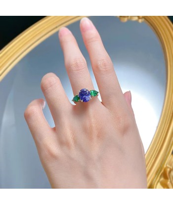 Sterling Silver Tanzanite Blue Ring for Women pas cher