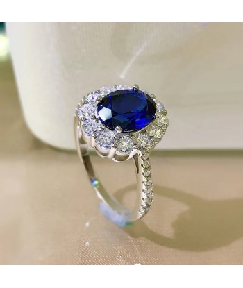 925 Sterling Silver Sapphire Ring for Women rembourrage situé sous