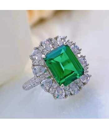 Sterling Silver Emerald Cut Wedding Ring for Women 11x9mm pas cher 