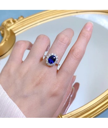 925 Sterling Silver Sapphire Ring for Women rembourrage situé sous