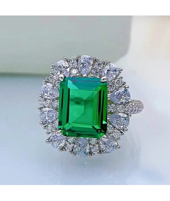 Sterling Silver Emerald Cut Wedding Ring for Women 11x9mm pas cher 