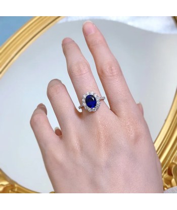 925 Sterling Silver Sapphire Ring for Women rembourrage situé sous