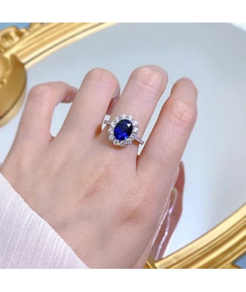 925 Sterling Silver Sapphire Ring for Women rembourrage situé sous