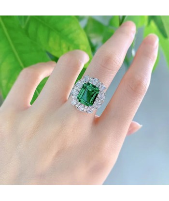 Sterling Silver Emerald Cut Wedding Ring for Women 11x9mm pas cher 