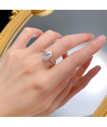 Sterling Silver Simulated Moissanite Drop Ring for Women pas cher chine