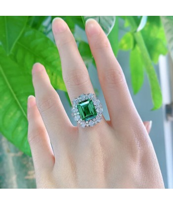 Sterling Silver Emerald Cut Wedding Ring for Women 11x9mm pas cher 