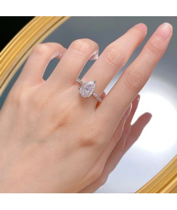 Sterling Silver Simulated Moissanite Drop Ring for Women pas cher chine