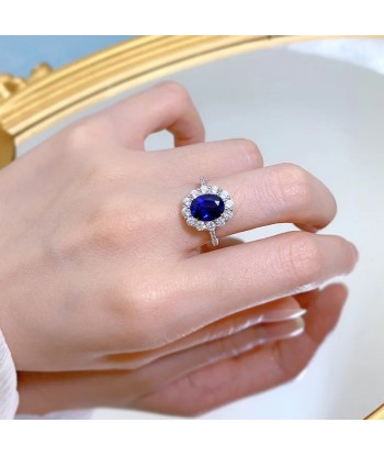 925 Sterling Silver Sapphire Ring for Women rembourrage situé sous