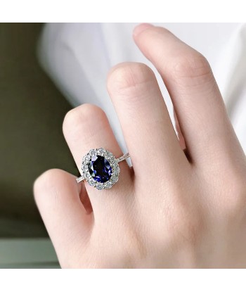 925 Sterling Silver Sapphire Ring for Women rembourrage situé sous