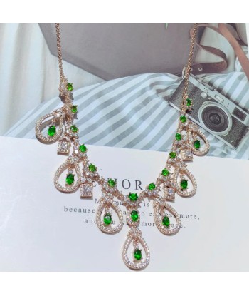 925 Sterling Silver Green Diopside Pendant Necklace for Women Comparez et commandez 