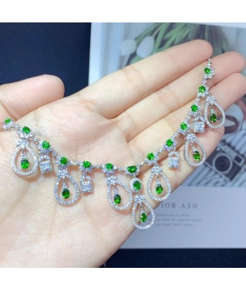 925 Sterling Silver Green Diopside Pendant Necklace for Women Comparez et commandez 