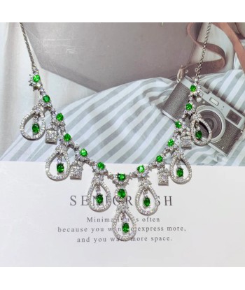 925 Sterling Silver Green Diopside Pendant Necklace for Women Comparez et commandez 