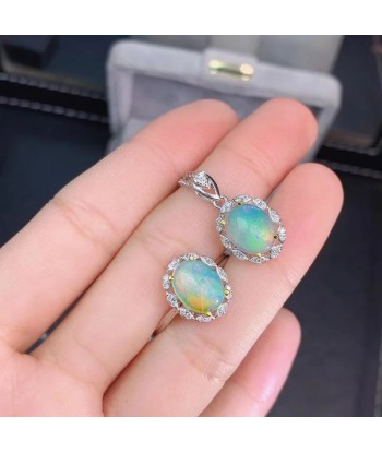 Sterling Silver Natural Opal Pendant Suit for Women Comment ça marche