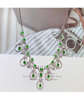 925 Sterling Silver Green Diopside Pendant Necklace for Women Comparez et commandez 